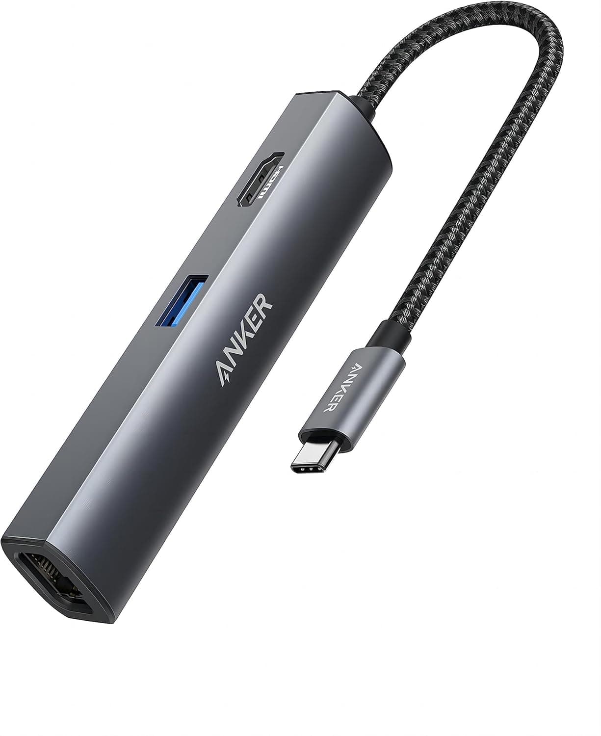 Anker 5 in 1 USB C Hub | Adaptador com HDMI 4K, Ethernet e 3 portas USB 3.0 para portátil e tablet