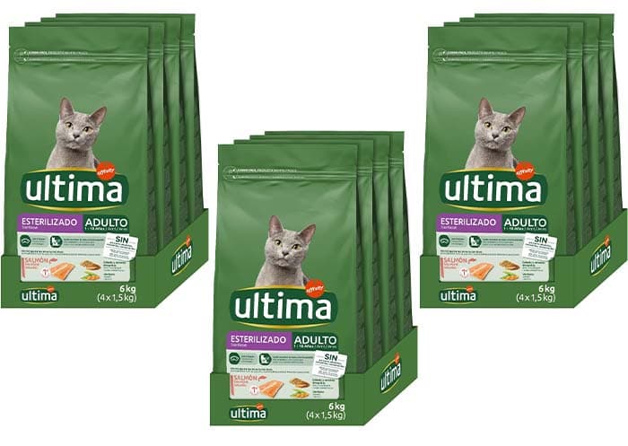Ultima Esterilizado Adult Salmon, Comida seca para gatos, pack de 12 x 1,5kg, Total 18kg