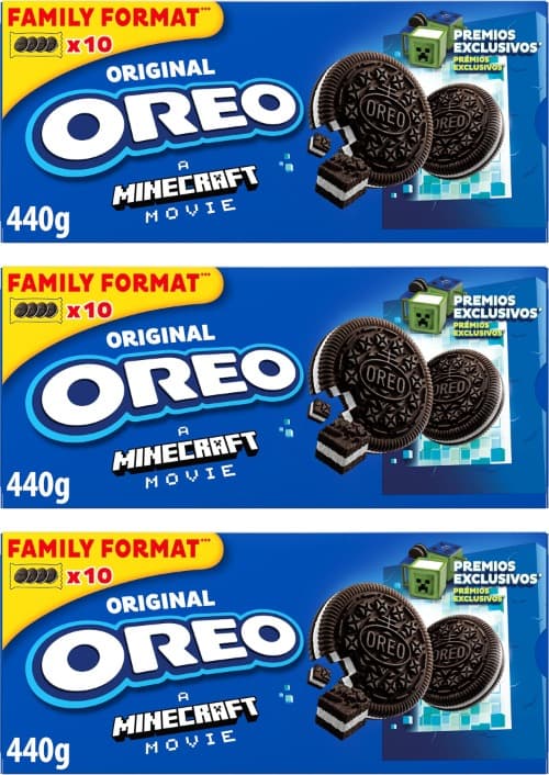 Oreo Original bolachas de cacau recheadas com creme sabor baunilha, 440 g x 3