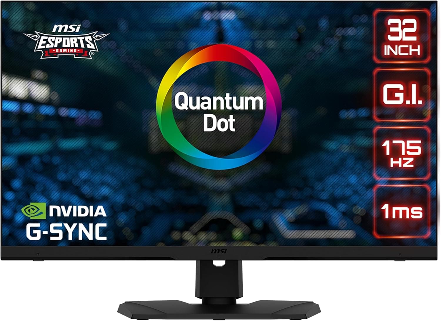 MSI Optix MPG321QRF QD Monitor de jogos de 32", 175 Hz, 2560 x 1440 (WQHD), taxa de 16:9, compatível com G-SYNC com brilho, 600 nits, 1 ms de resposta, preto, compatível com consolas