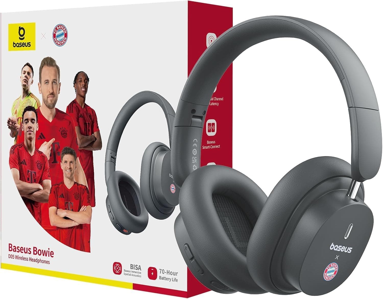 Baseus D05 - Auriculares Bluetooth sobre a orelha com graves potentes, reprodução de 50 horas, clareza de chamadas ENC, isolamento de ruído, ajuste confortável, auriculares leves e dobráveis