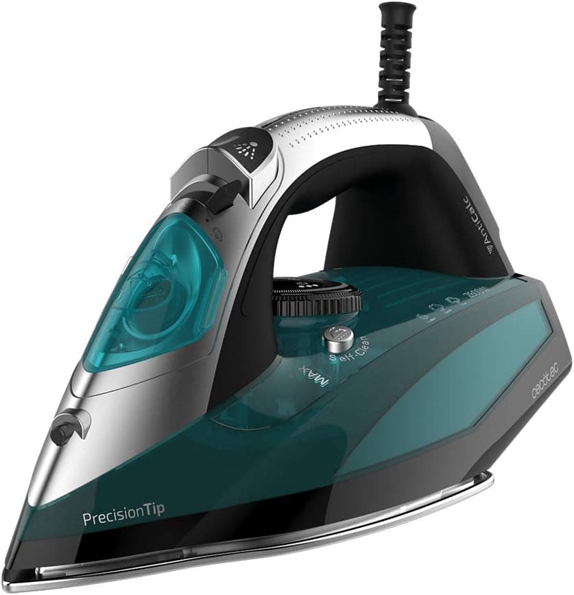 Cecotec Ferro de roupa a vapor Fast-Furious 5010 vital, sola de alumínio Turbo Slide, vapor contínuo de 55 g/min, golpe de vapor de 200 g/min, regulador de temperatura, antical, anti-gotejamento, 2600 W