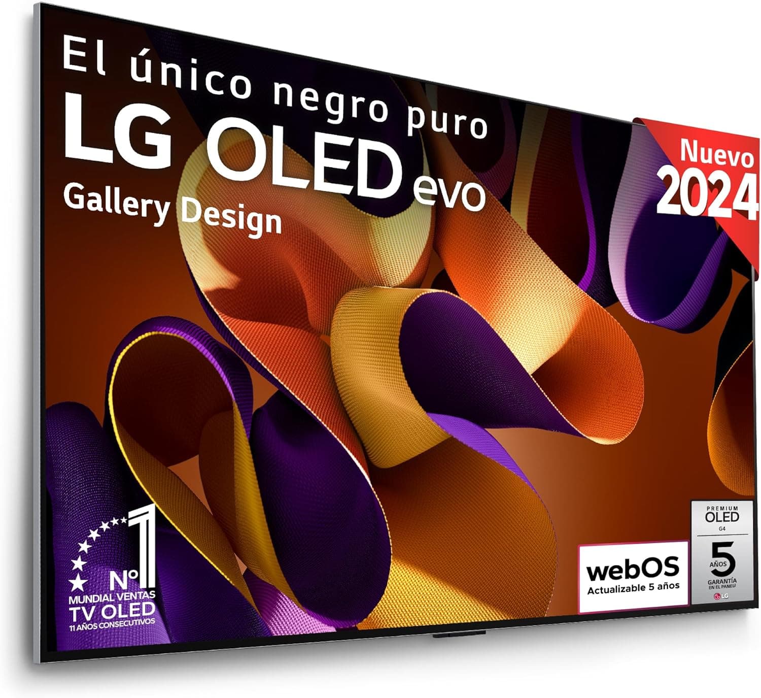 LG OLED77G45LW, 77", OLED EVO 4K, série G4, Smart TV, WebOS24, processador a11, visão Dolby, Dolby Atmos, webOS 24, 3840 x 2160, TV Gaming, 144 Hz, integração de parede, preto. Preto