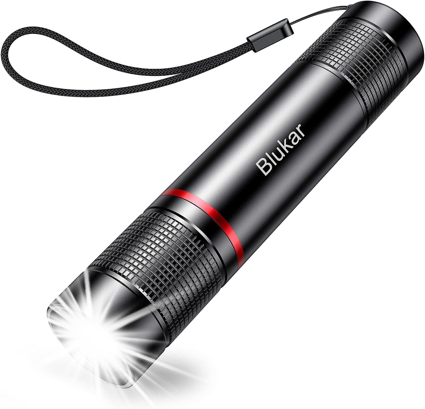 Blukar Lanterna LED recarregável, 2000 L super brilhante com 4 modos, lanterna tática de alumínio com foco ajustável - ultra portátil para ciclismo, campismo, montanhismo etc