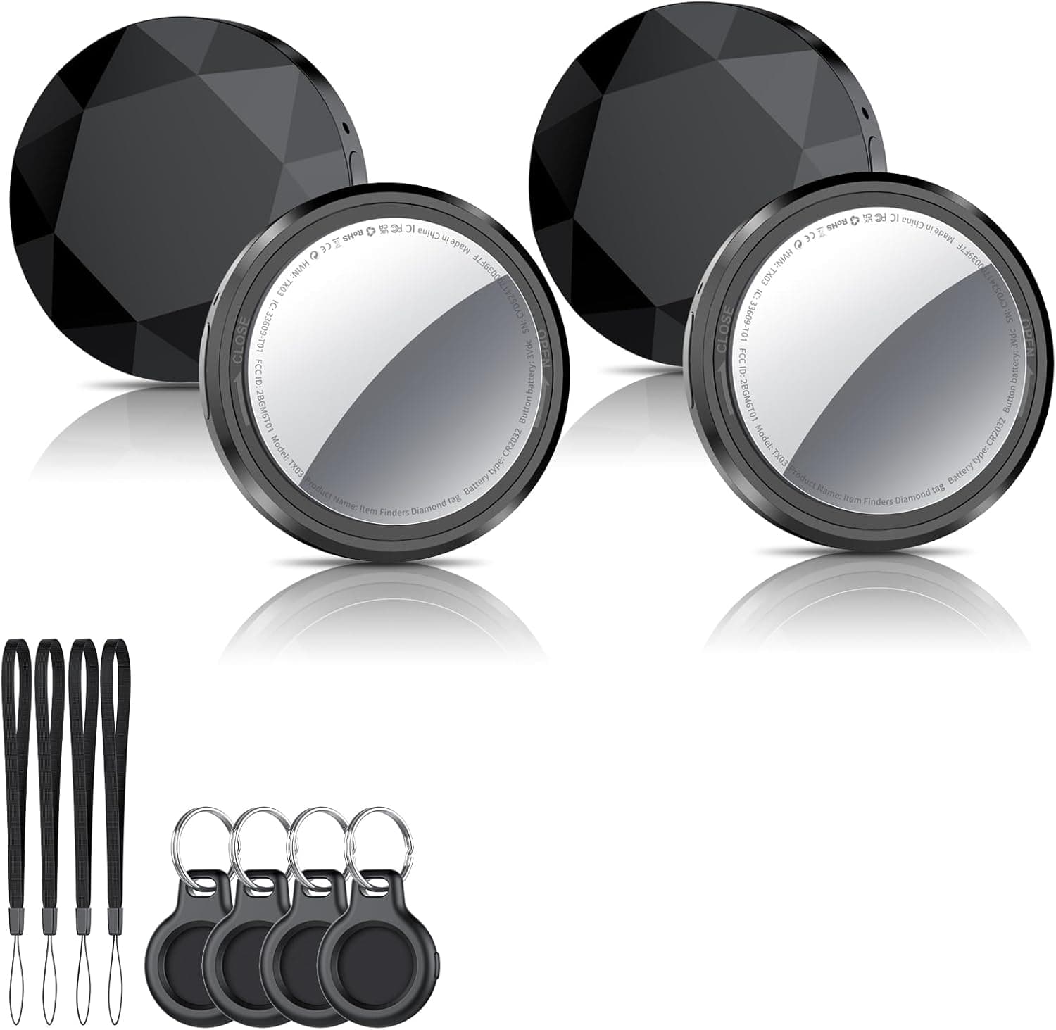 QCOQ Smart Air Tracker Tag | Localizador Bluetooth compatível com iOS para chaves, carteira e bagagem, pack de 4 unidades