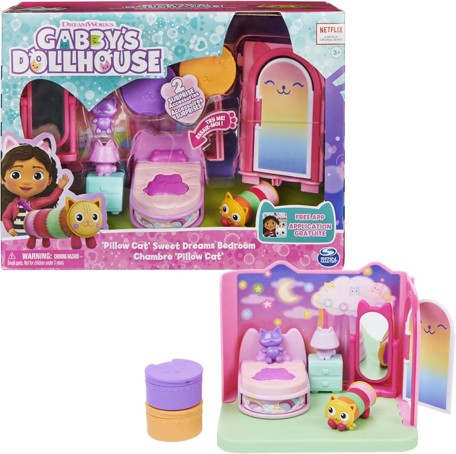 A casa de bonecas de GABBY - quarto de sonho com 1 figura de sonho, 3 acessórios, 2 caixa surpresa e 3 móveis - 6062037 - brinquedos meninas 3 anos - presente menina 3 anos +
