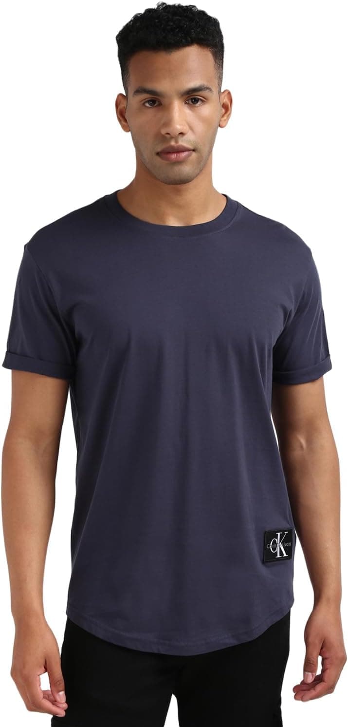 Calvin Klein T-shirt para homem Badge Turn Up Sleeve com gola redonda