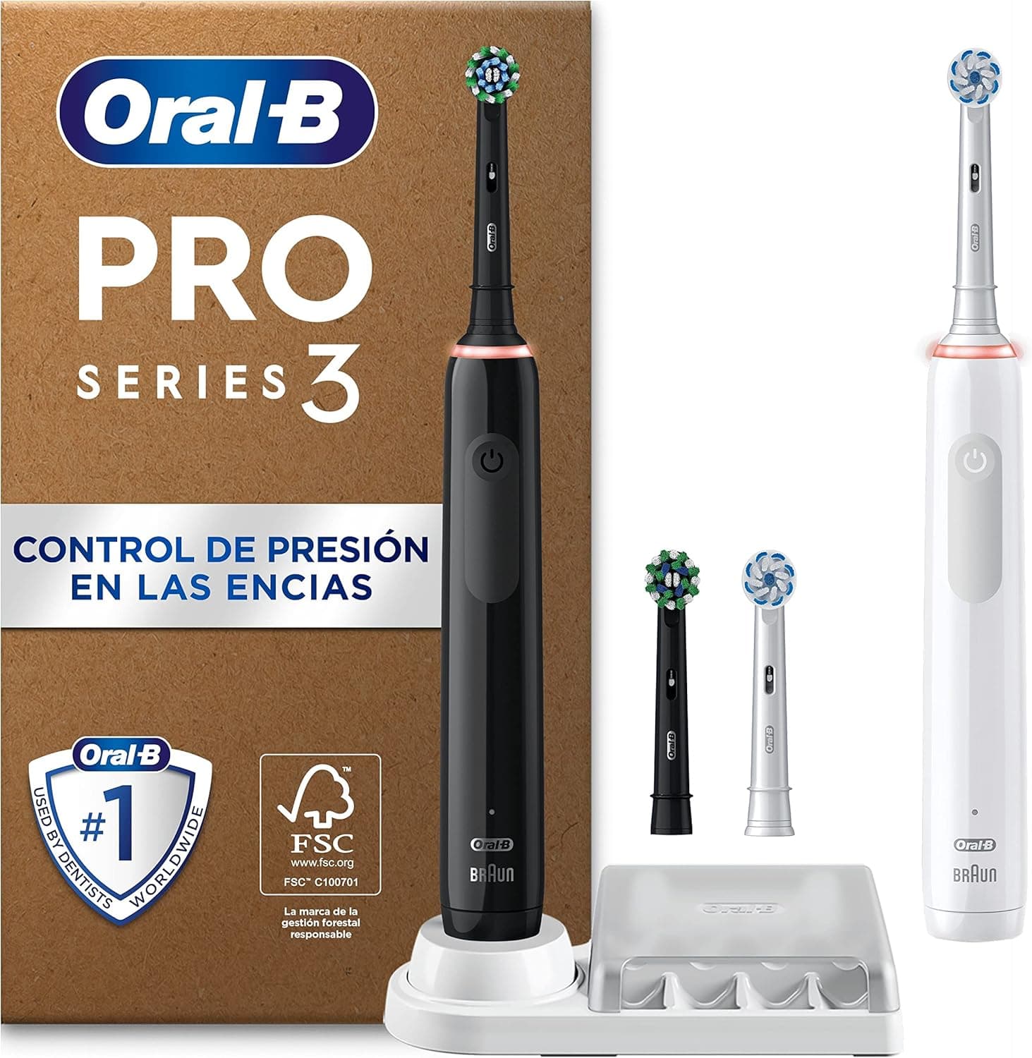 Oral-B Pro 3 3900N | Escova de dentes elétrica recarregável com 2 unidades e cabeças de substituição
