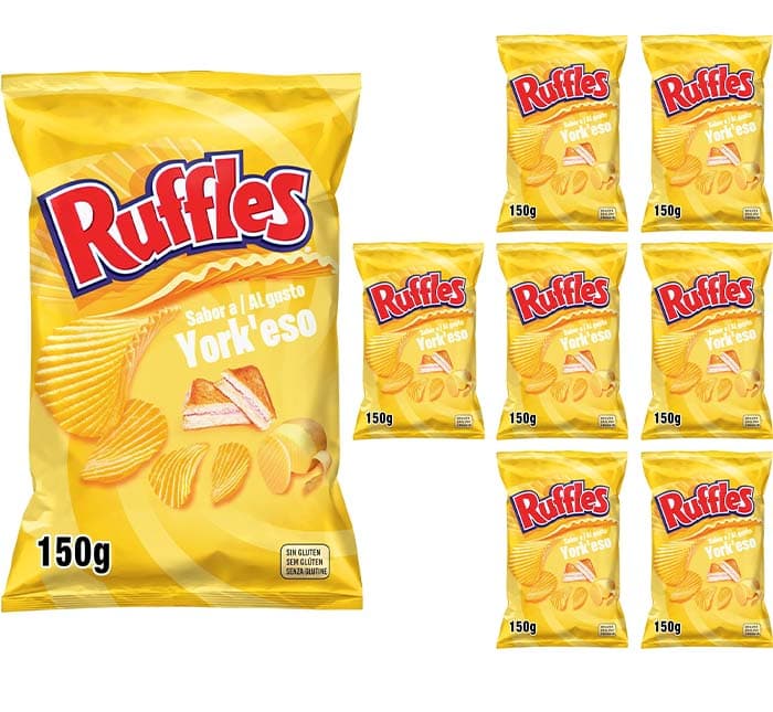 Ruffles Yorkeso, batatas fritas com sabor de fiambre e queijo, 150 g x 8