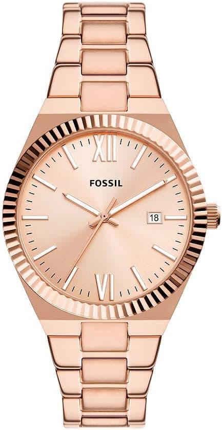 Fossil Scarlette Relógio para mulher, movimento de quartzo com correia de aço ou pele