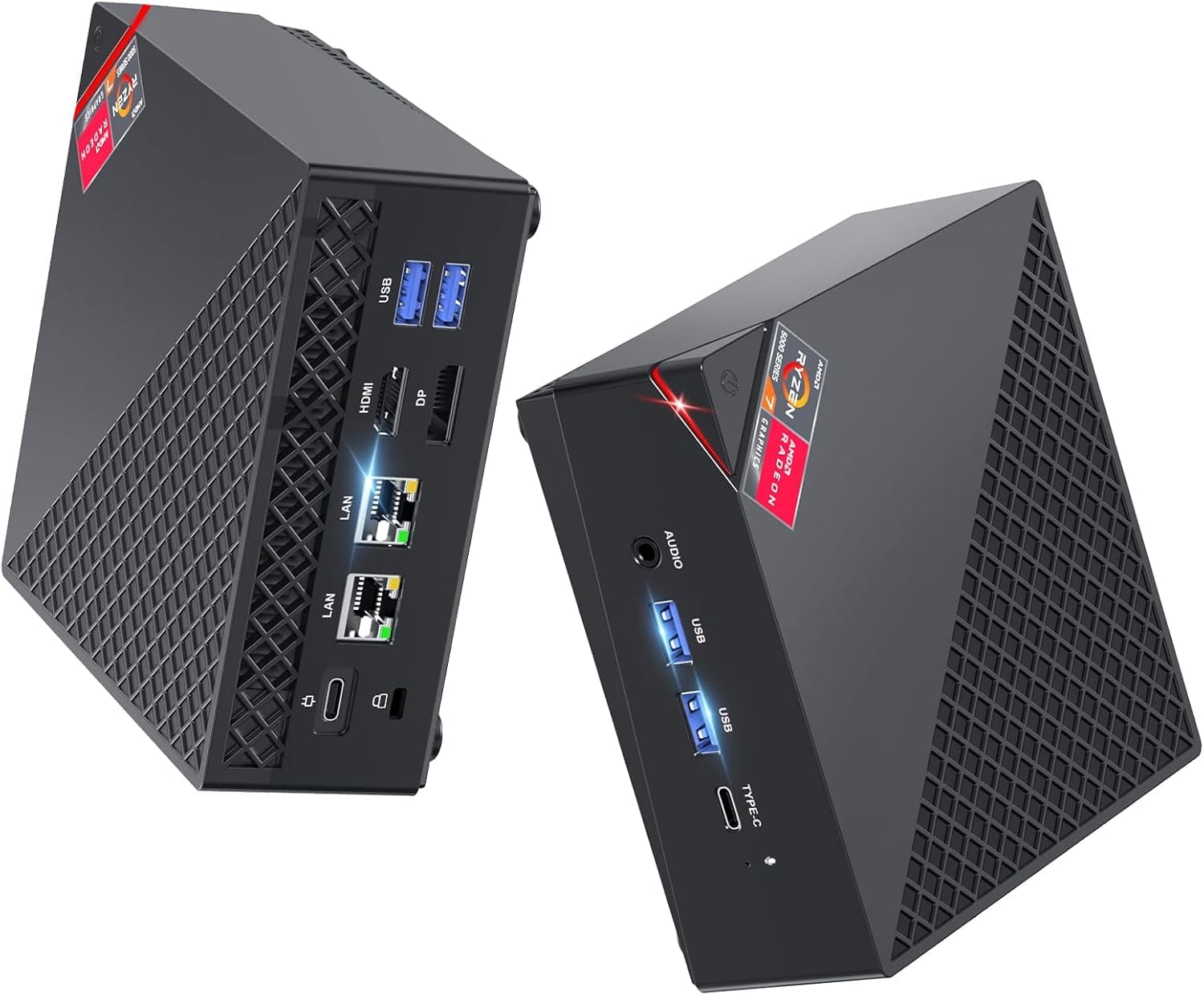 ACEMAGICIAN AM06PRO Mini PC, AMD Ryzen 7 5825U (8C/16T, até 4,5 GHz), mini computadores de mesa 32 GB RAM DDR4 512 GB M.2 2280 SSD, dupla Ethernet/WiFi 6/para escritório, jogar