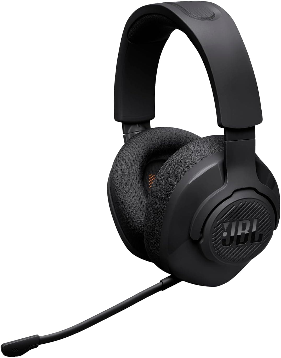 JBL Quantum 360 Auriculares sem fios circulares para jogar, conexão sem fios dupla de 2,4 GHz e Bluetooth, JBL QuantumSURROUND Signature, bateria de 22 h, microfone removível, preto