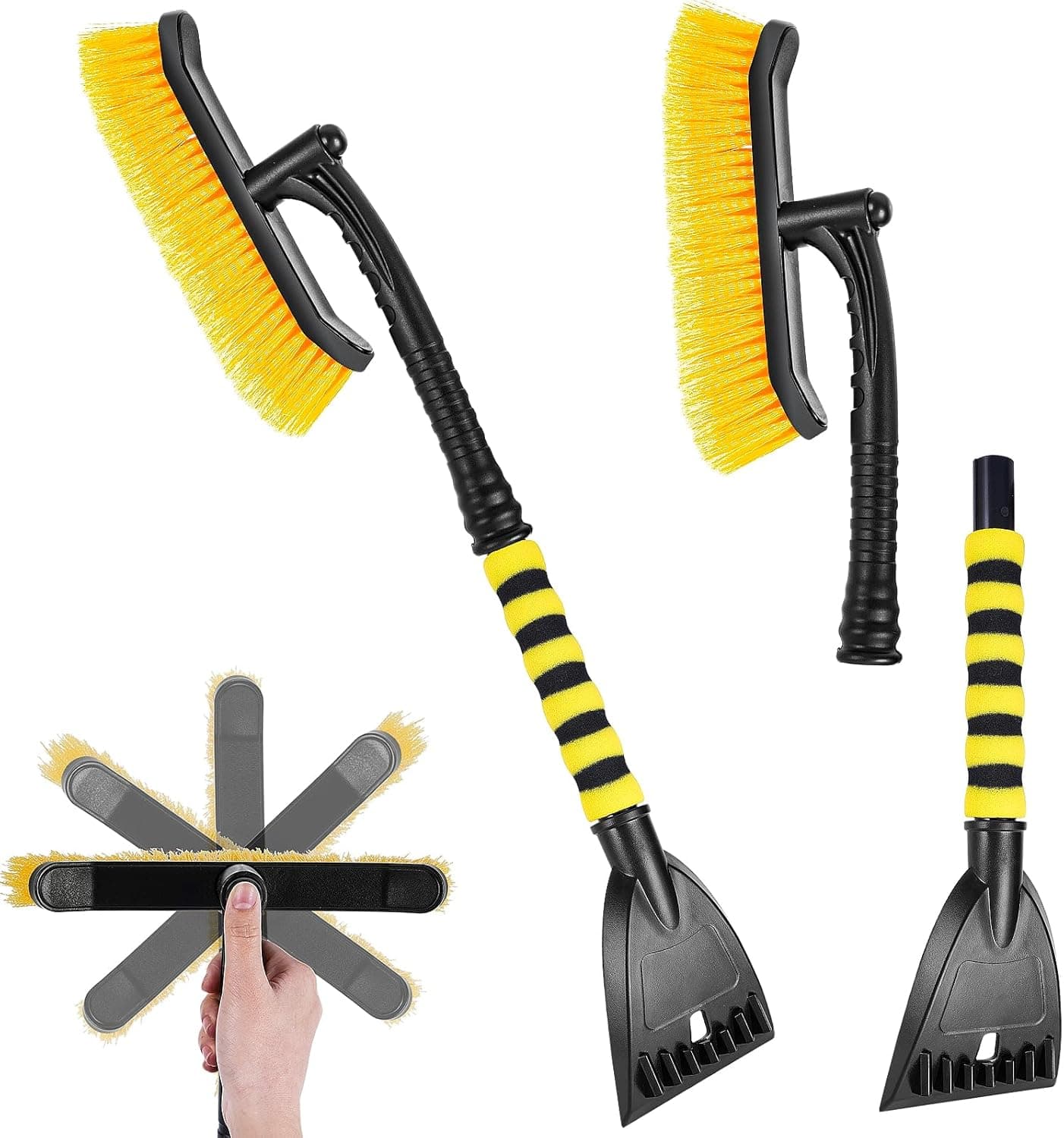 YIIFELL Raspador de gelo para carro raspador de gelo carro com vassoura (2 em 1), fácil de montar, escova de neve com raspador de gelo para inverno e neve, 67 cm, raspador de gelo para carro