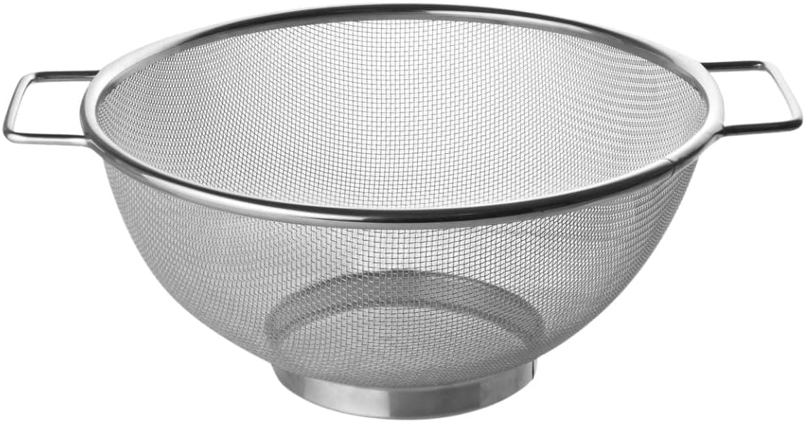 Fackelmann Peneira e escorredor de cozinha, aço inoxidável, peneira com borda redonda para esticar e drenar líquidos, 20 centímetros, cor inoxidável, 20 x 9 cm
