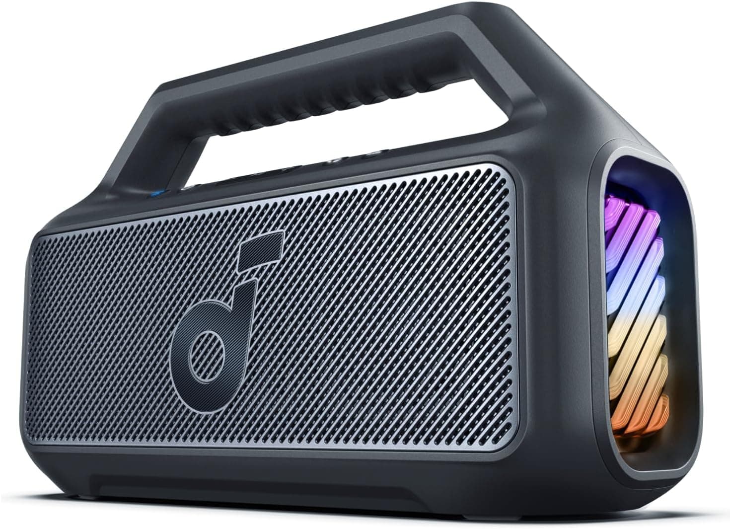 Soundcore Altifalante Bluetooth potente Boom 2, com som potente de 80 W graças ao subwoofer e BassUp™, 24 h, IPX7, possui luzes RGB, porta USB-C, para acampamento, praia ou campo