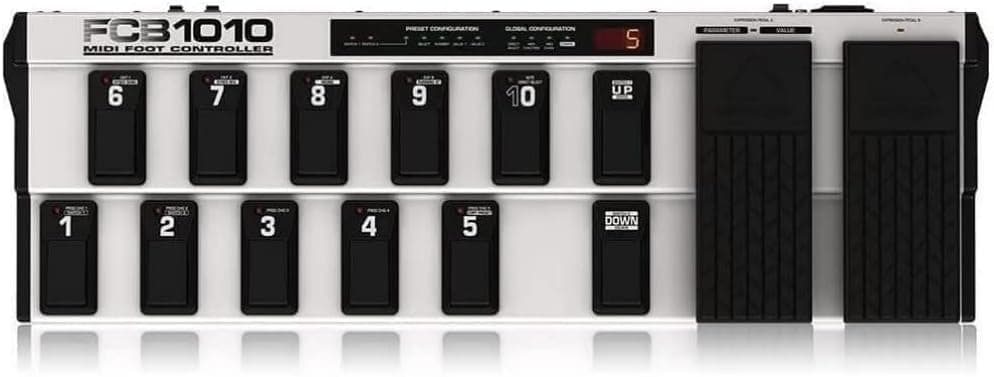 Behringer FCB1010 Controlador de pé MIDI ultra flexível com 2 pedais de expressão e função MIDI Merge