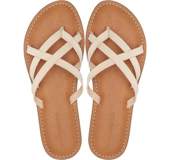 Amazon Essentials Sandálias planas com tiras para mulher
