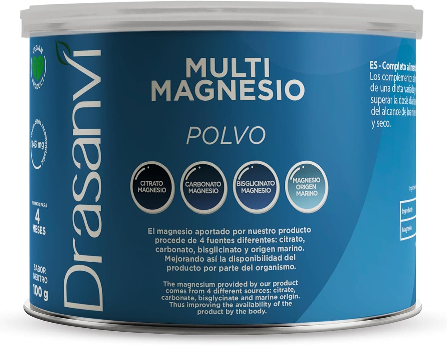 Drasanvi Mineral Multimagnesio | Suplemento de magnésio em pó 100 g