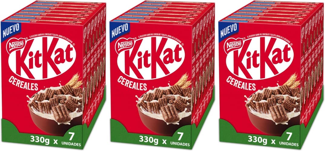 Cereales Nestlé KitKat Cereais, cereais de trigo integral e milho revestidos com chocolate com leite, 330 g x 21