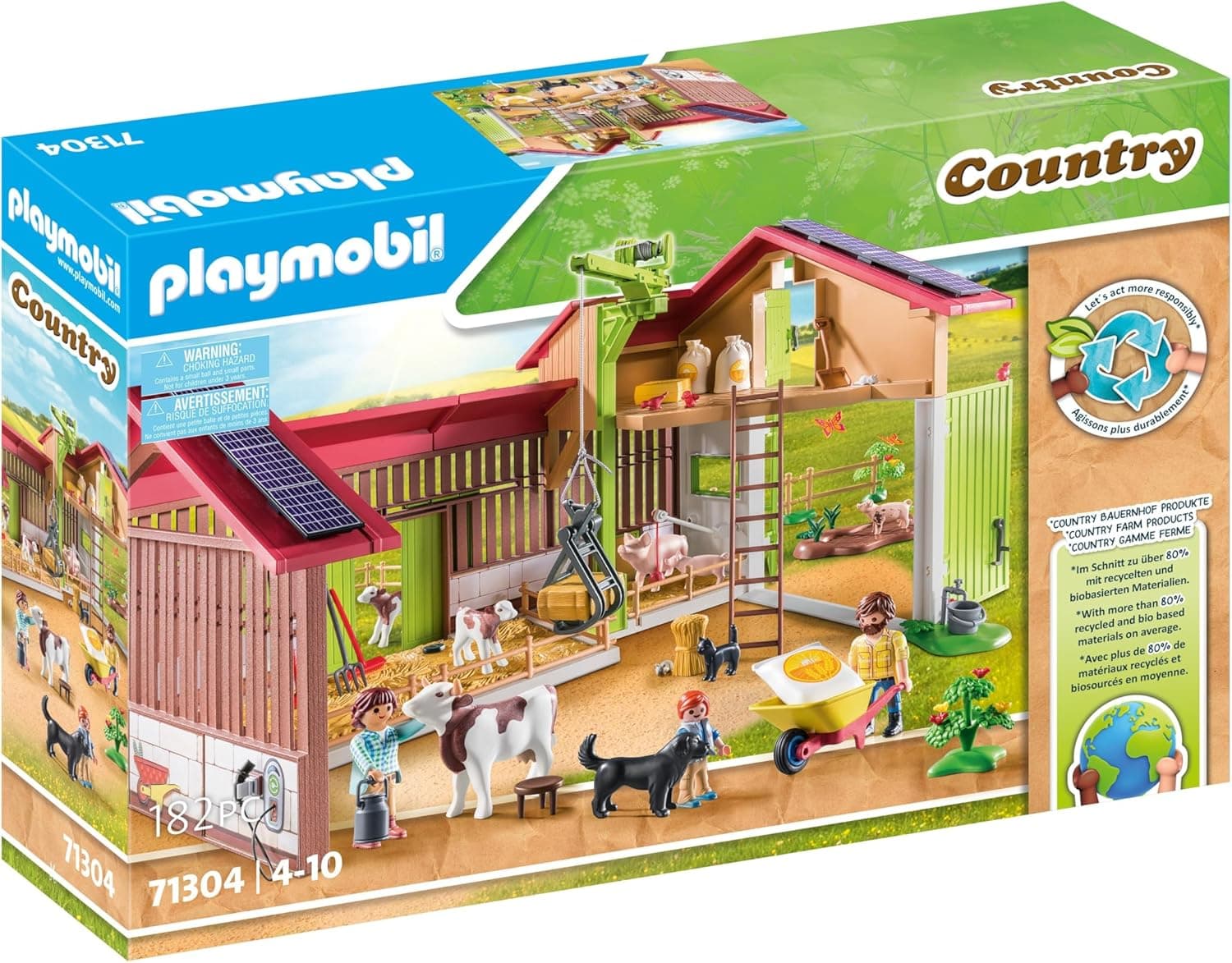 PLAYMOBIL Country 71304 Quinta, uma experiência inesquecível para os mais pequenos, feito com materiais sustentáveis, brinquedos para crianças a partir de 4 anos