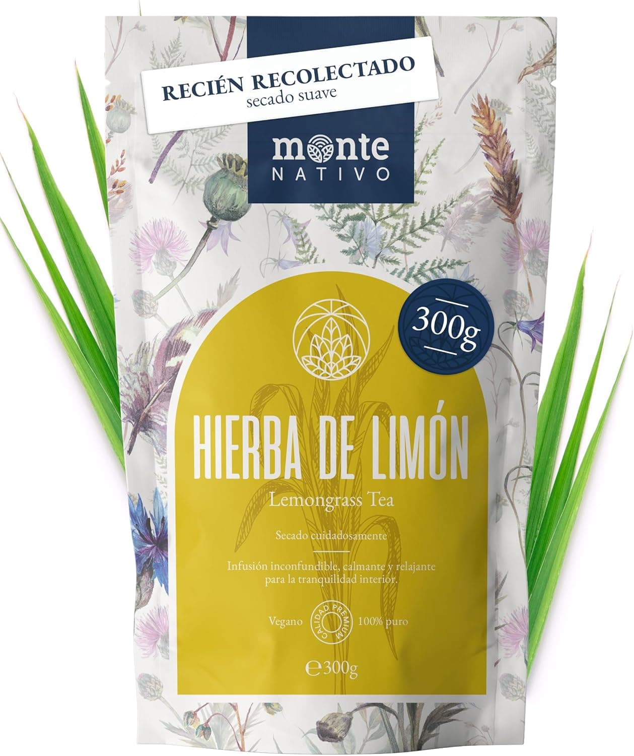 Té de Hierba de Limón Monte Nativo (300 g) - 100% puro y natural sin aditivos - Hojas de hierba de limón como té de hierbas o como regalo - Té de hierbas aromático - Té de frutas - Lemongrass