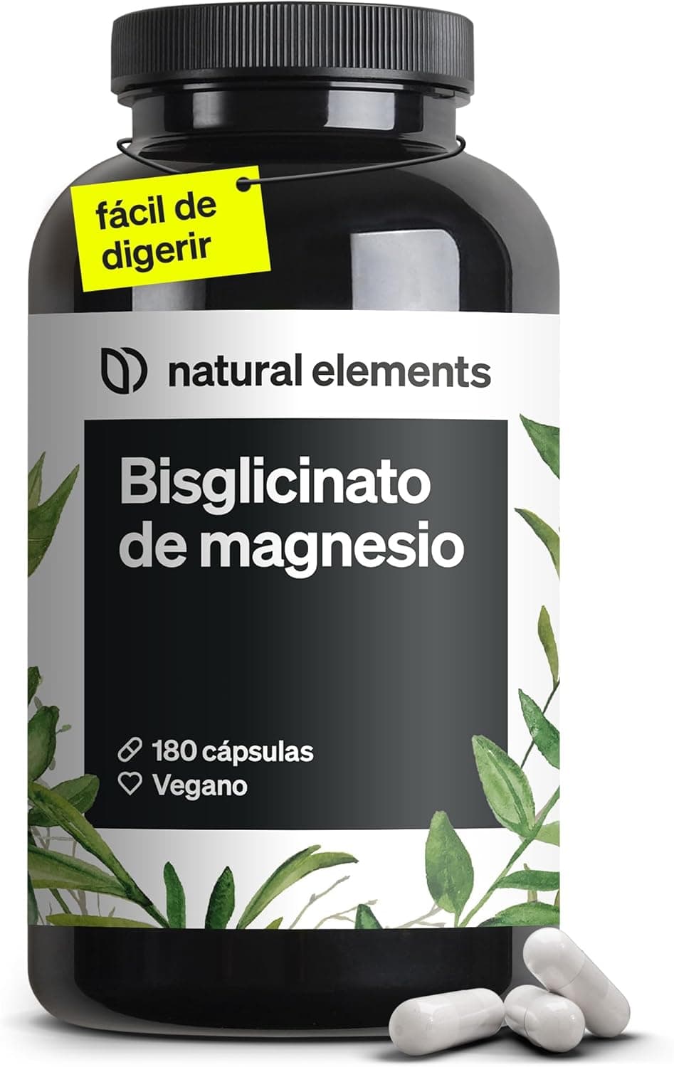 Glicinato de magnésio – 300 mg de magnésio elementar/dose diária: fornecimento para 2 meses com 180 cápsulas, magnésio quelado, seguro para o estômago, vegano, de alta dosagem