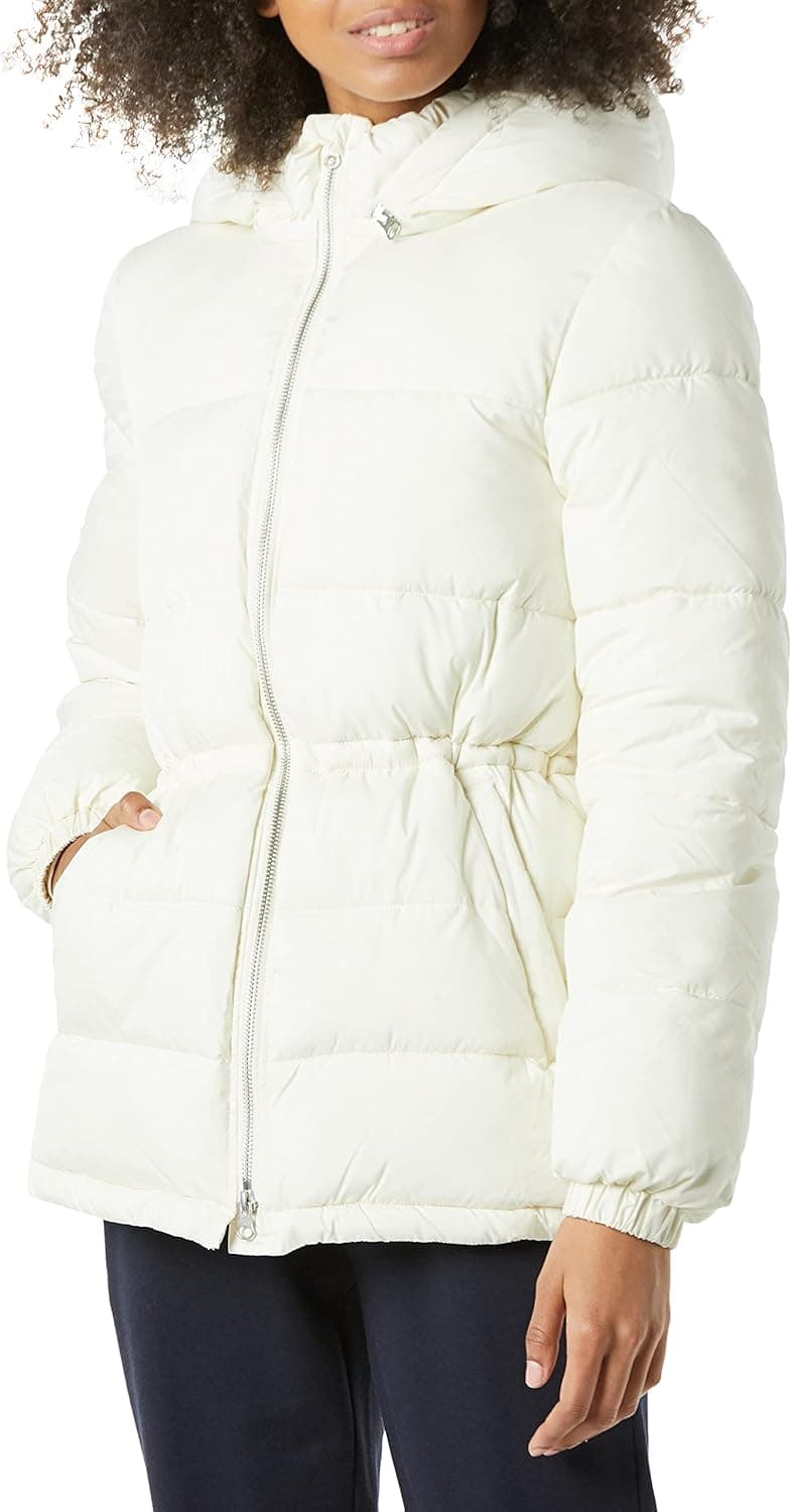 Amazon Essentials Casaco de inverno acolchoado e resistente com capuz e cintura ajustável mulher