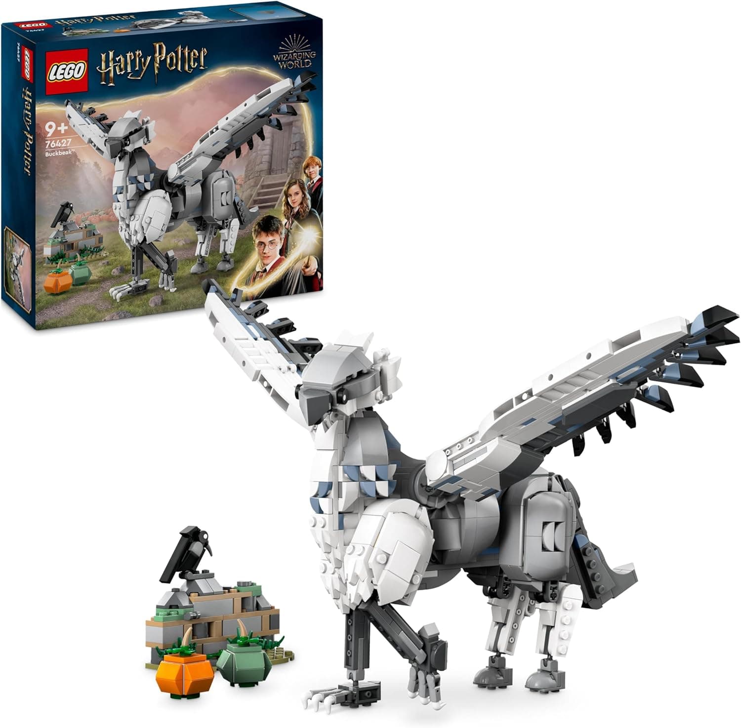 LEGO Harry Potter Buckbeak Hipotorneira de brinquedo, casaco de figura articulada de fantasia colecionável, presente para meninos e meninas de 9 anos ou mais fãs de filmes, figura de pássaro 76427
