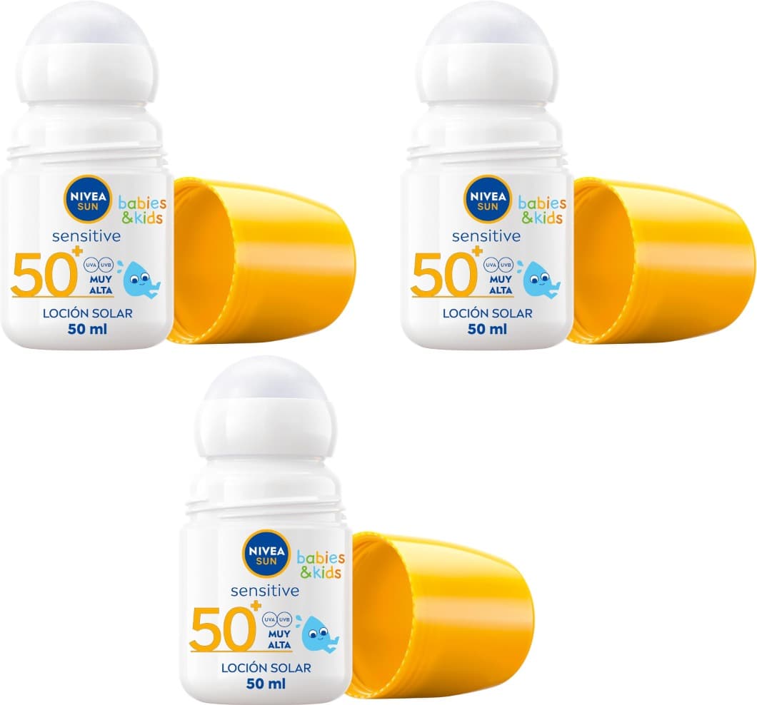 NIVEA SUN Babies & Kids Sensitive Roll-on SPF 50+, 50ml x 3