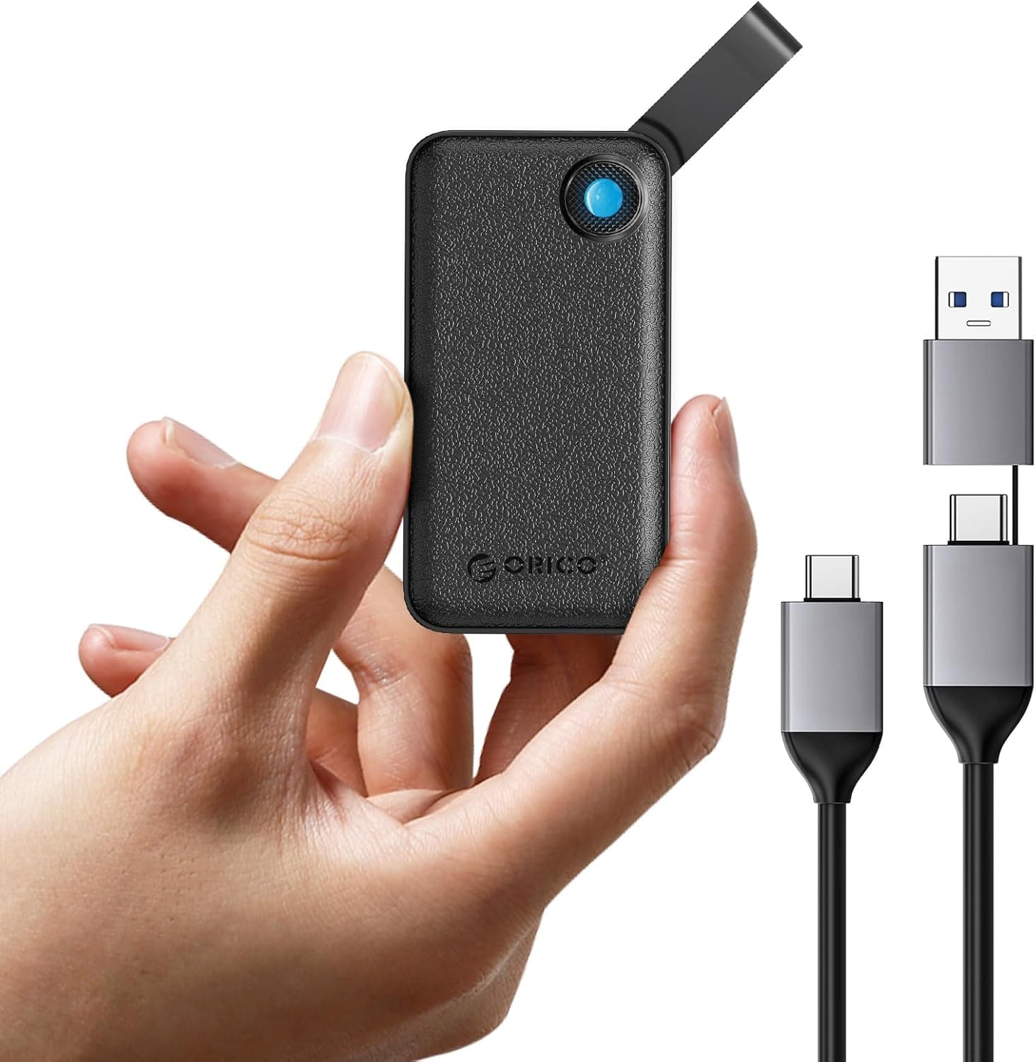 ORICO SSD Externo de 2TB, disco rígido externo SSD até 2000 MB/s, USB 3,2 gerações 2 x 2 SSD portátil com cabo USB C 2 em 1, compatível com smartphones, PS5, Xbox, PC, MacBook/Pro/Air - B20