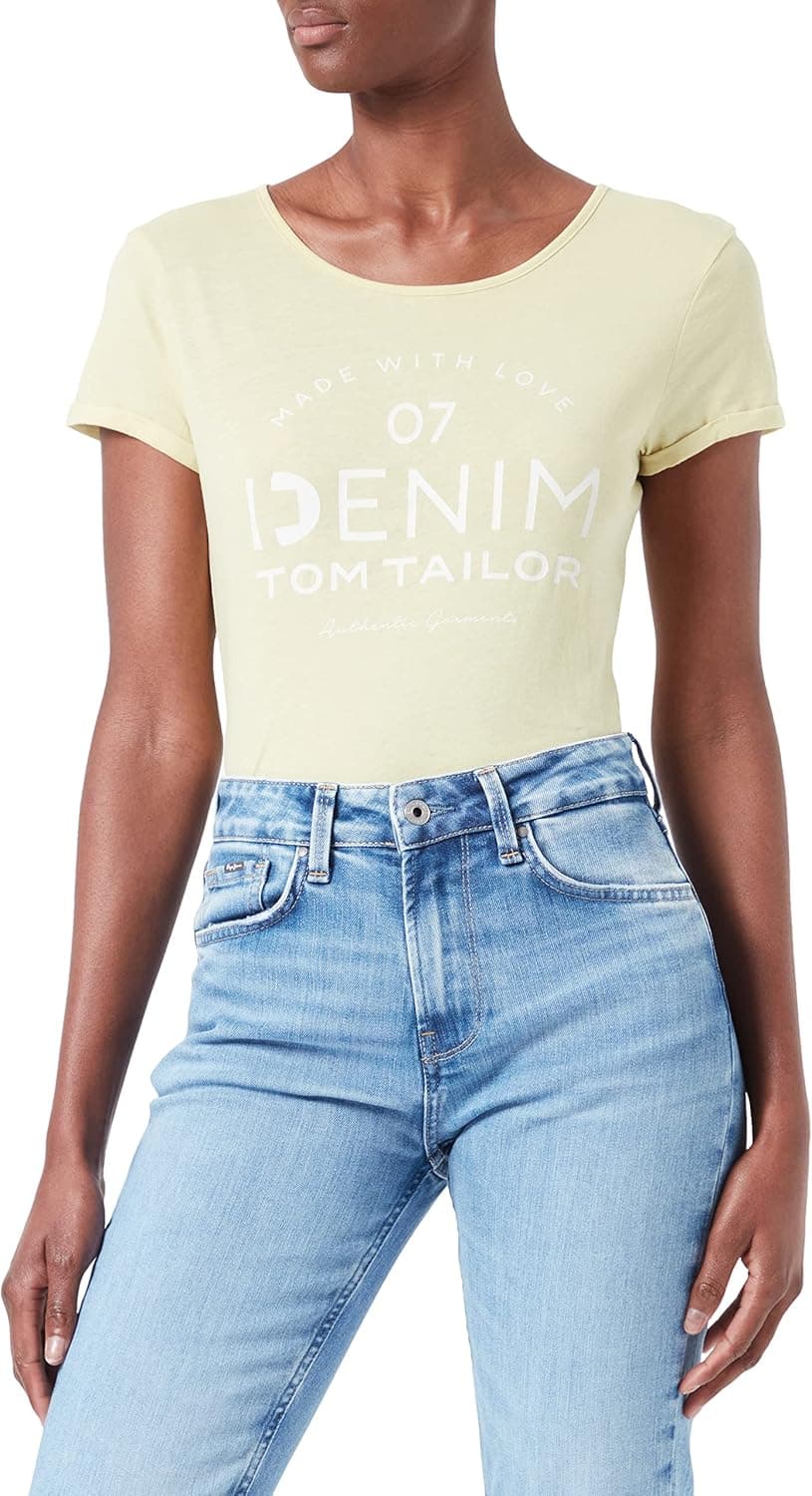 TOM TAILOR Denim T-shirt com logótipo impresso para mulher