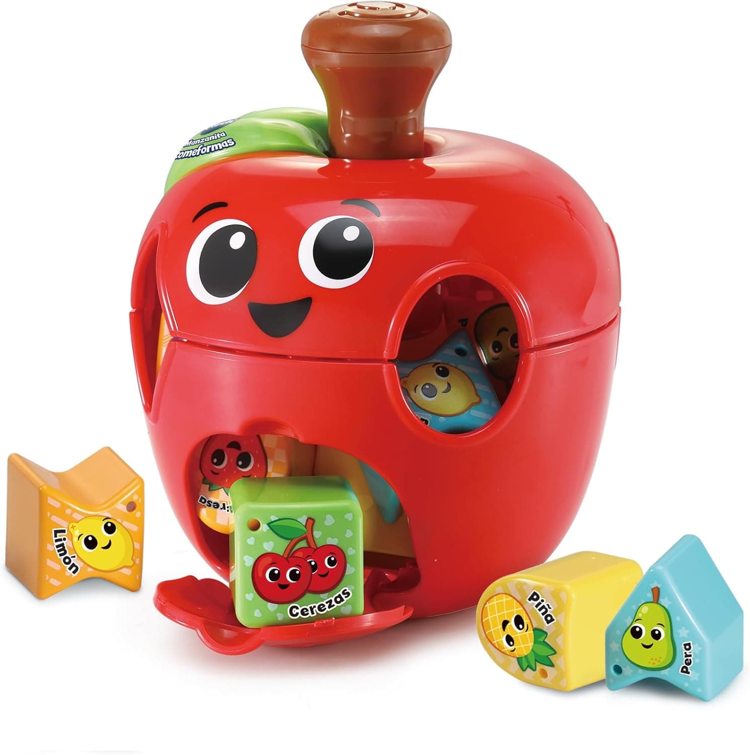 VTech - Ajustável de figuras maçã comformas, brinquedo para empilhar e encaixar para bebés 12 meses, aprenda sobre as frutas, versão ESP