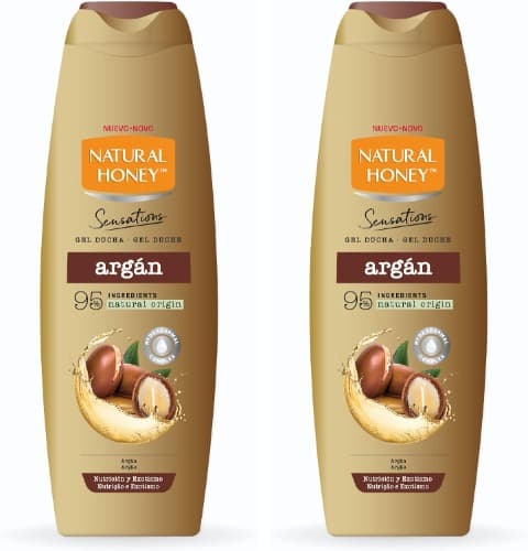 Natural Honey Organic Argan Extract | Gel de banho nutritivo e reafirmante para pele sedosa, 650 ml x 2