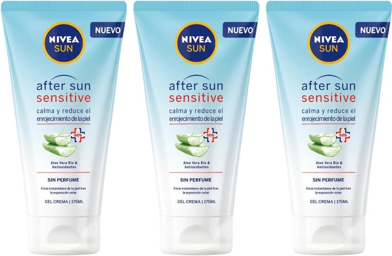 NIVEA SUN After Sun Sensitive Gel-Creme (1 x 175 ml), creme calmante com aloé vera, creme hidratante para pele sensível e com alergia ao sol