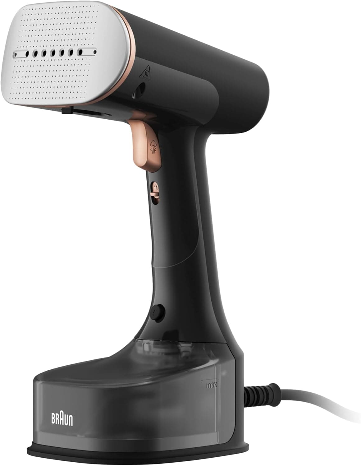 Braun QuickStyle 7 GS7077BK, Ferro a vapor vertical com sola aquecedor FreeGlide 3D, Steamer com aquecimento rápido, fluxo de vapor 35 g/min, capacidade 250 ml, cabo 3 m, 1600W, preto