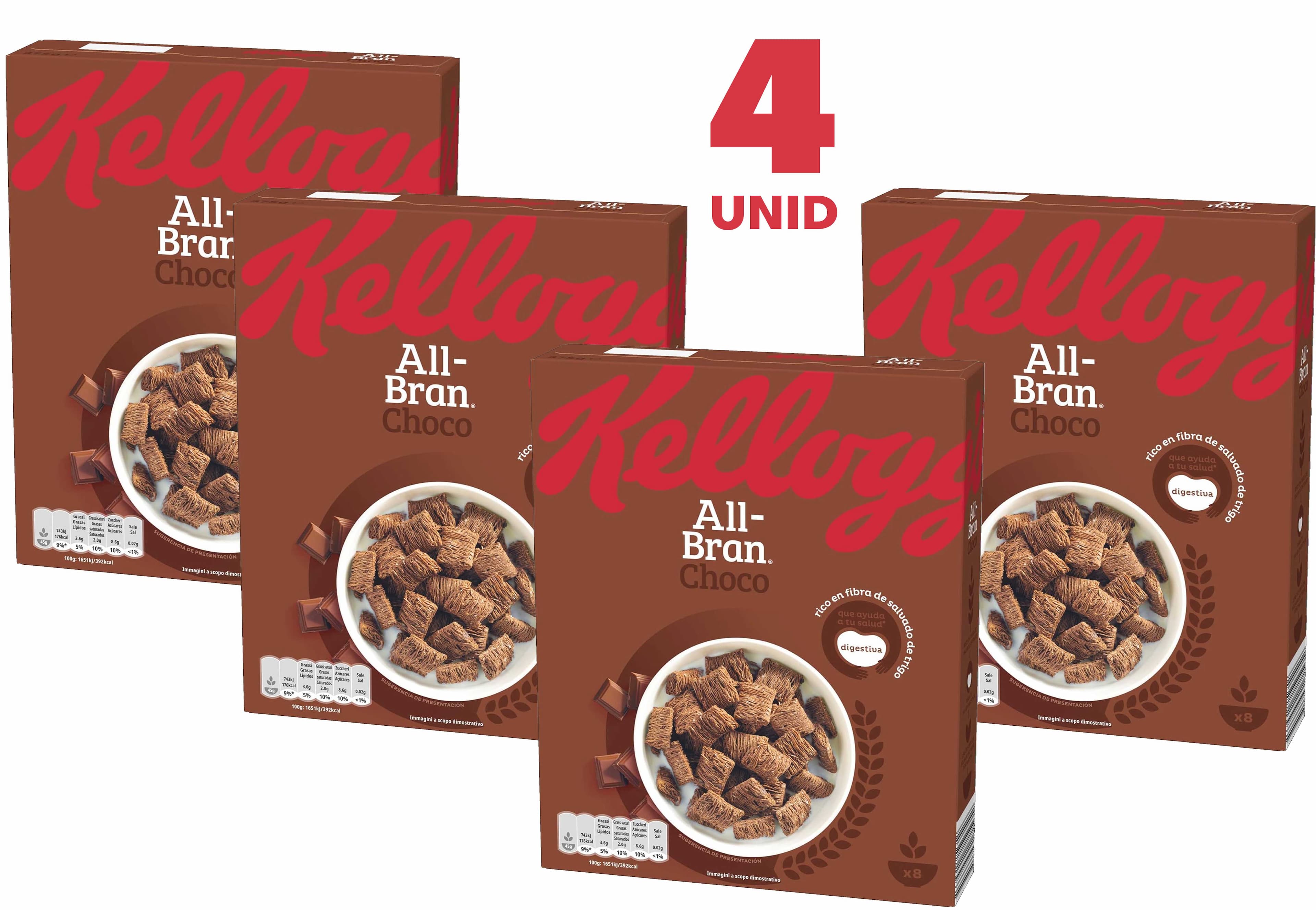 Kellogg's All-Bran Choco almofadas de cereais, de trigo integral, 375 g