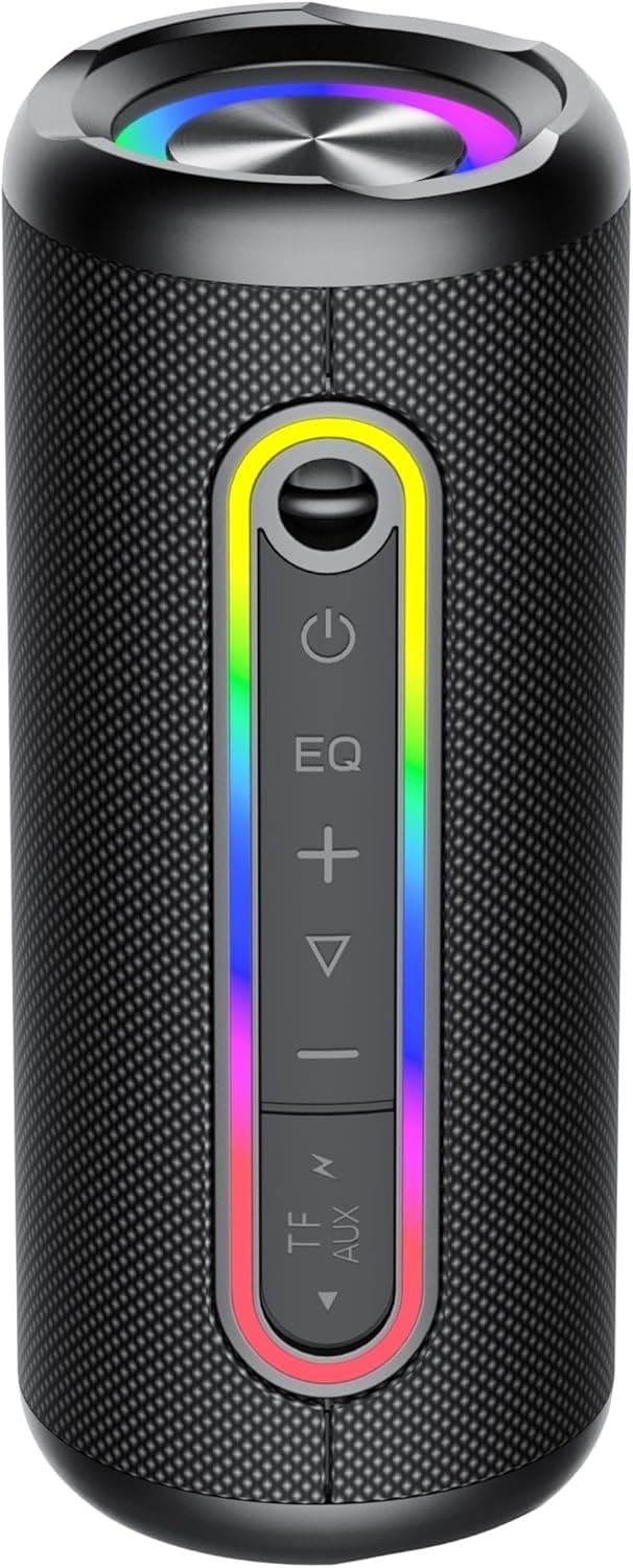 taopodo Altifalante Bluetooth 5.4, 30 W altifalante portátil potente com 3 modos de agudos/médios/graves, luz LED de 5 modos, 30H de reprodução Bluetooth Speaker, impermeável IPX7, suporta micro SD