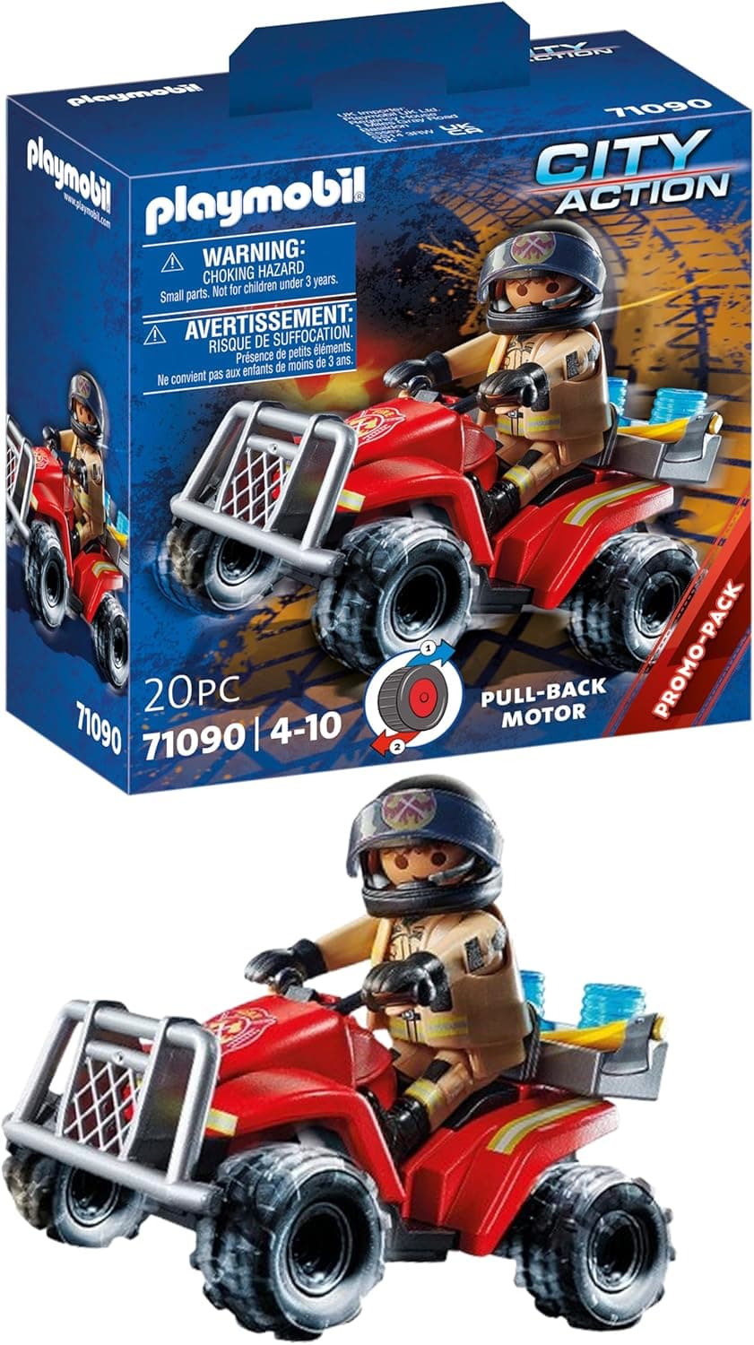 PLAYMOBIL City Action 71090 Bombeiros - Speed Quad, com motor de arrastar, brinquedos para crianças a partir de 4 anos