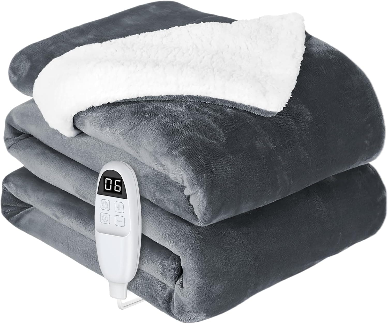anysun Manta elétrica grande 200 x 180 cm, 6 níveis de calor, temporizador de 10 horas, manta elétrica contra sobreaquecimento para cama sofá casa, lavável na máquina