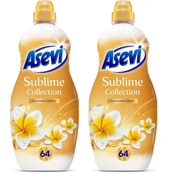 Asevi Suavizante para roupa Sublime Collection Luxury- Suavizante concentrado para máquina de lavar com fragrâncias sedutoras - Essências naturais - 2 unidades, 128 doses