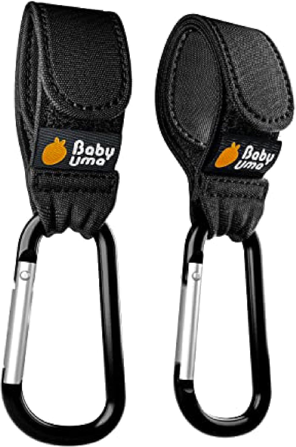 Baby Uma Ganchos para carrinho de bebé (embalagem de 2) - acessórios para bebé, até 5 kg, ajuste universal, antiderrapante, leve e durável (preto)