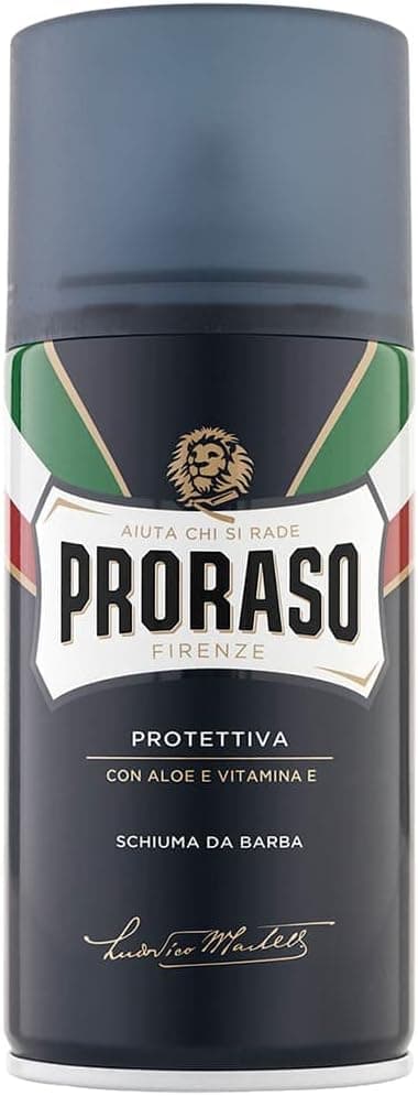 Proraso Espuma de barbear aloé vera e vitamina E (protetora) 300 ml, a embalagem pode variar