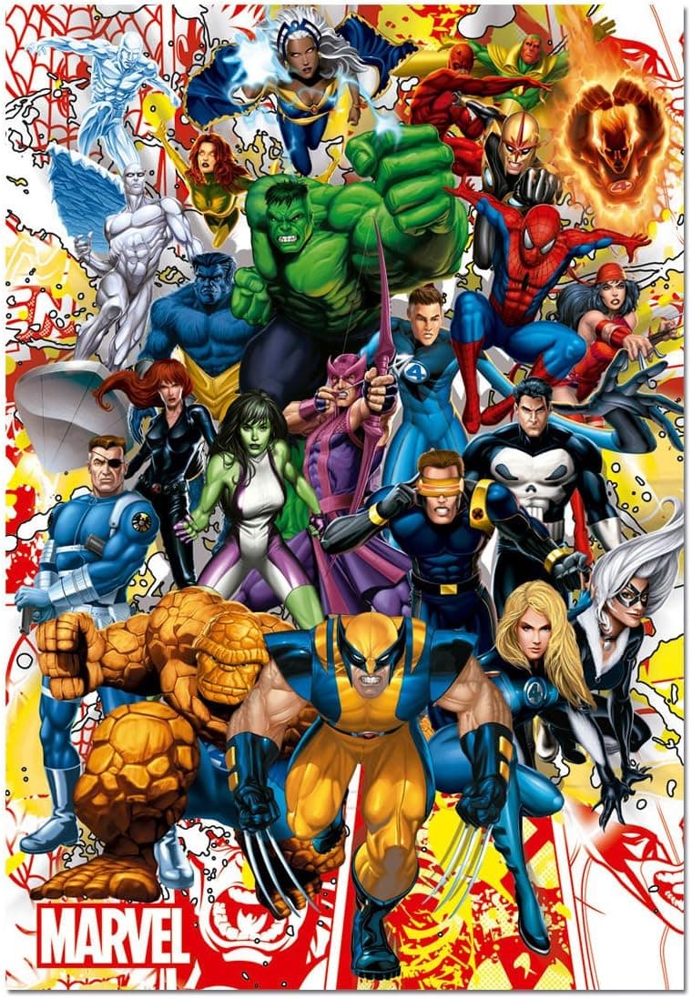 Educa - Puzzle de 500 peças para adultos | Heróis da Marvel. Inclui cola Fix Puzzle. 11 Anos (15560)
