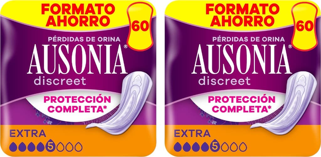 Ausonia Discreet Extra | Pensos para perdas de urina femininas com proteção completa, pack de 60 x 2