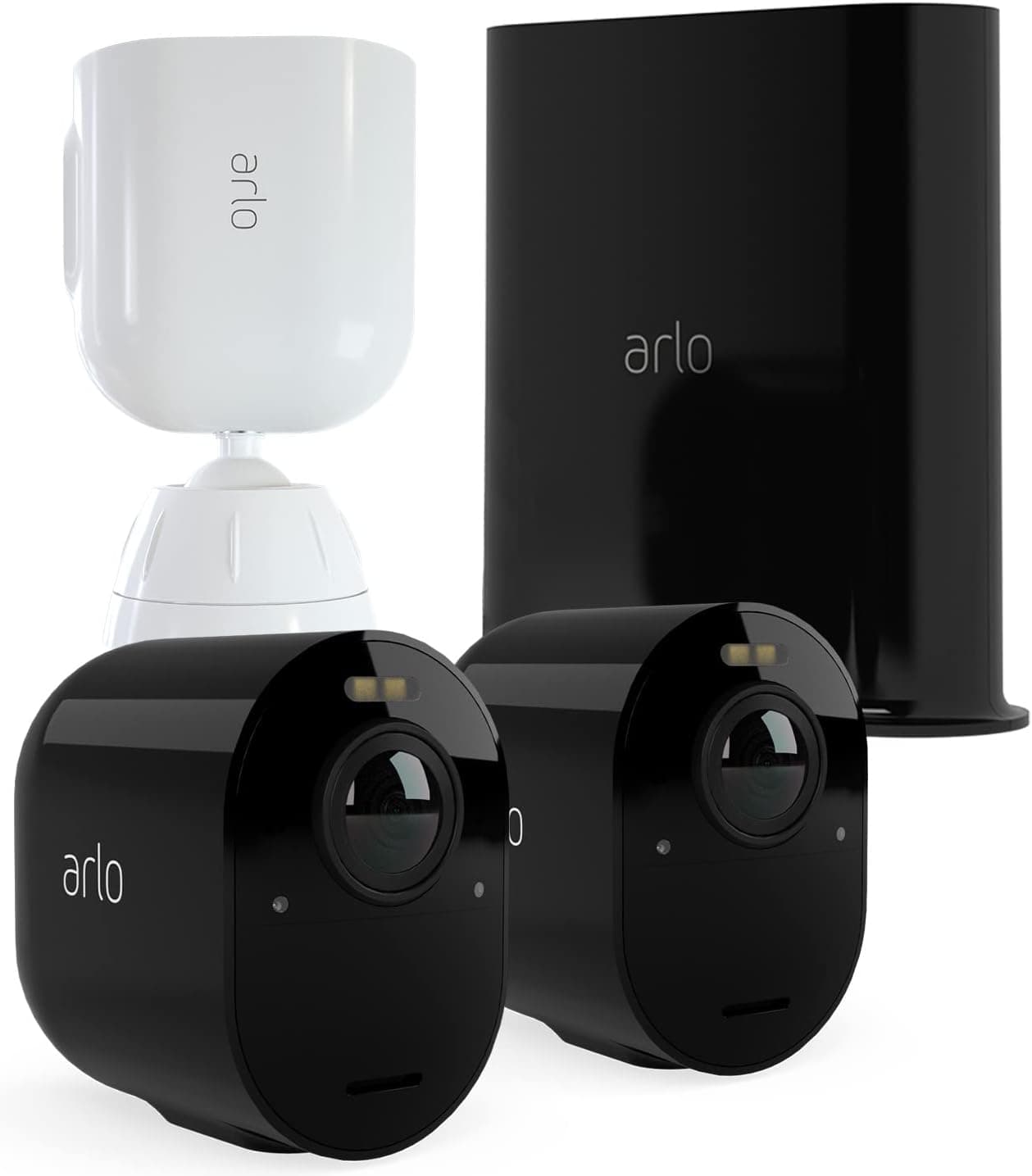 Arlo Ultra2, 2 câmaras de vigilância Wi-Fi com suporte de segurança, preto, teste gratuito de 90 dias