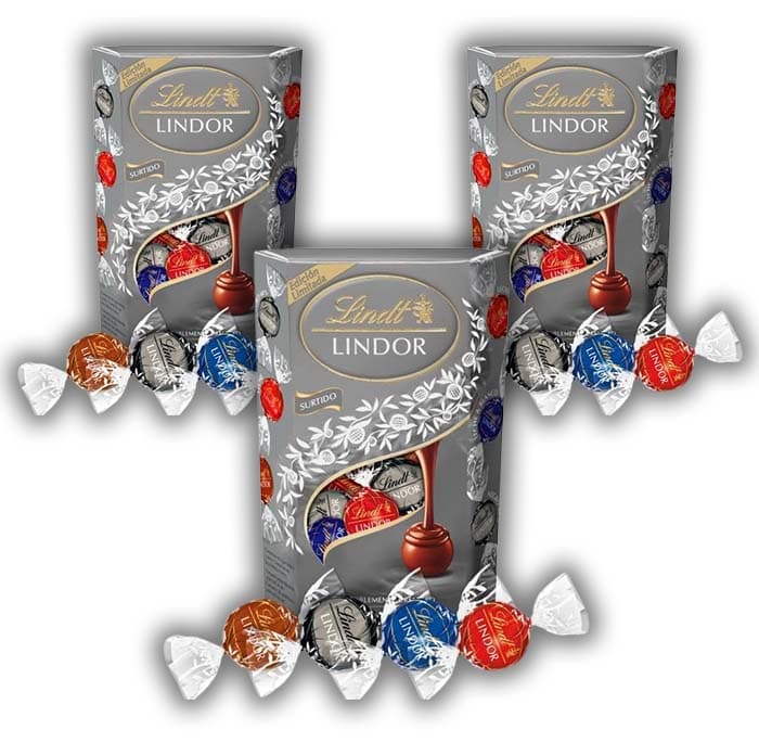 Lindt Os bombons LINDOR CORNET SILVER incluem bombons de chocolate preto a 70% de cacau, chocolate com leite, avelã, interior de chocolate cremoso, sortido de chocolate, 337 g, cerca de 26 bombons