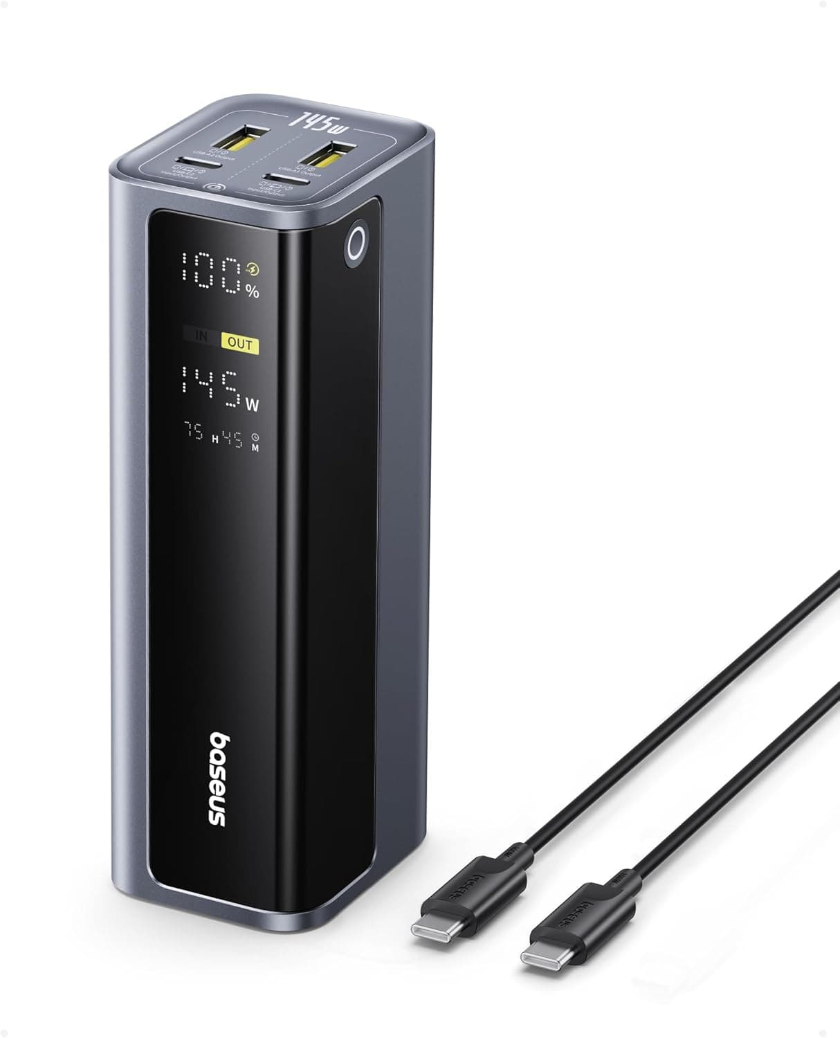 Baseus EnerGeek 145 W 20800 mAh | Power bank com carregamento rápido e visor inteligente compatível com portátil e smartphone