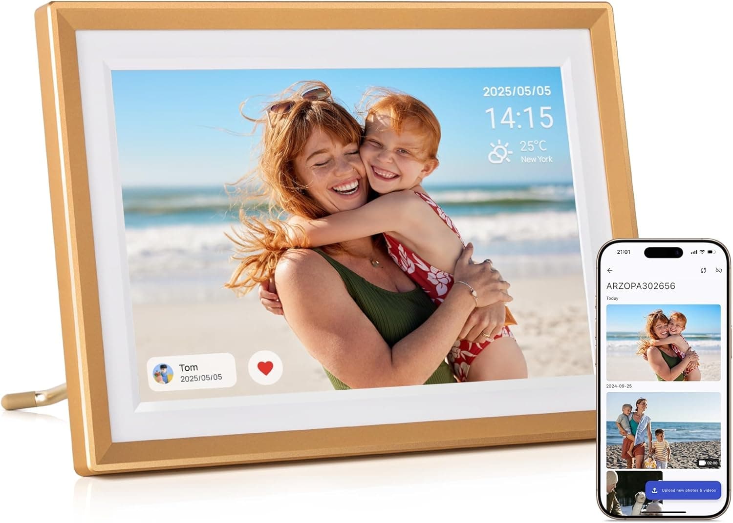 ARZOPA D10 | Moldura digital 10,1'' Wi-Fi com ecrã tátil HD partilha de fotos e vídeos via app