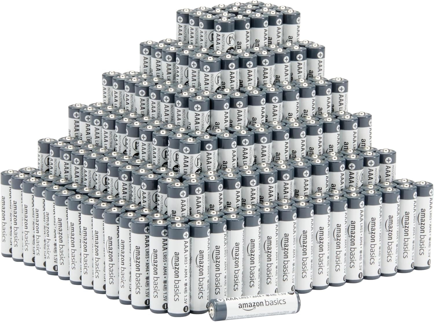 Amazon Basics - Pacote de 300 pilhas industriais alcalinas AAA, 1,5 volts, vida útil de 5 anos