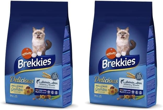 Brekkies Alimentação para gatos Delicious com uma seleção de peixe - 3000 g (embalagem de 2)